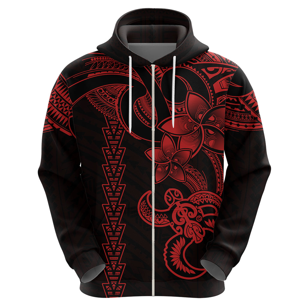 Hawaiian Tribal Hoodie Polynesian Kakau Turtle - Red - Wonder Print Shop