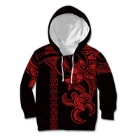 Hawaiian Tribal Kid Hoodie Polynesian Kakau Turtle - Red - Wonder Print Shop