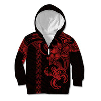 Hawaiian Tribal Kid Hoodie Polynesian Kakau Turtle - Red - Wonder Print Shop