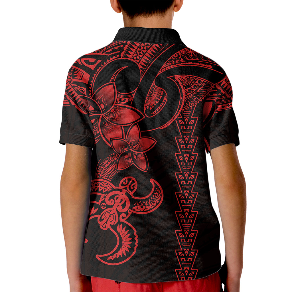 Hawaiian Tribal Kid Polo Shirt Polynesian Kakau Turtle - Red - Wonder Print Shop