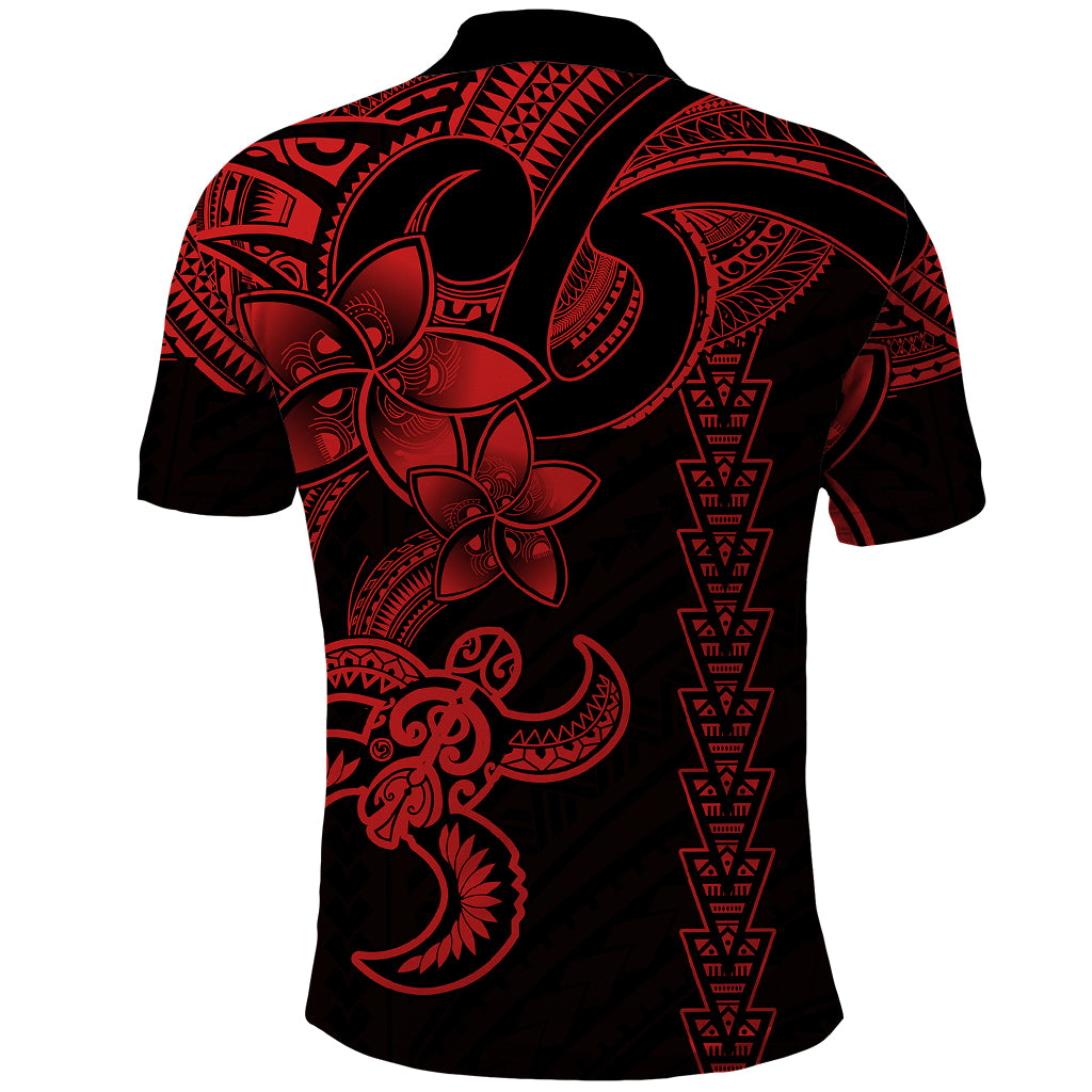 Hawaiian Tribal Polo Shirt Polynesian Kakau Turtle - Red - Wonder Print Shop