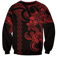 Hawaiian Tribal Sweatshirt Polynesian Kakau Turtle - Red - Wonder Print Shop