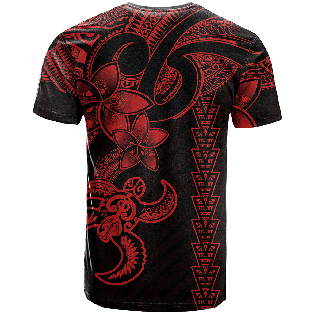 Hawaiian Tribal T Shirt Polynesian Kakau Turtle - Red - Wonder Print Shop