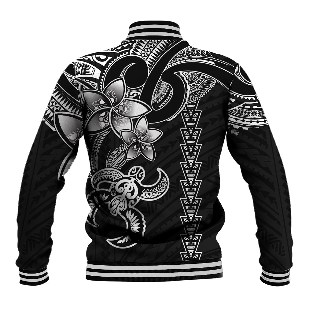 Hawaiian Tribal Baseball Jacket Polynesian Kakau Turtle - White LT9 - Wonder Print Shop