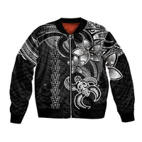 Hawaiian Tribal Bomber Jacket Polynesian Kakau Turtle - White LT9 - Wonder Print Shop
