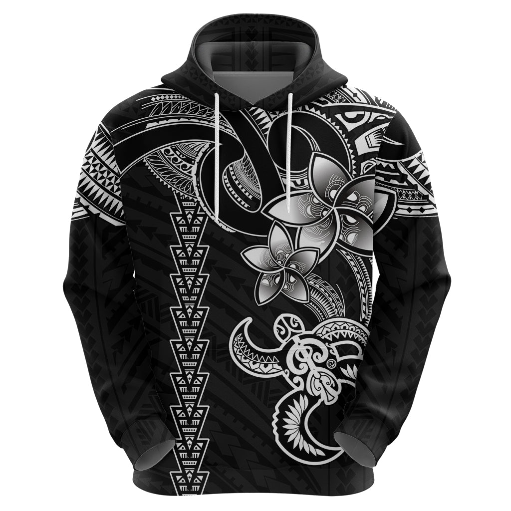 Hawaiian Tribal Hoodie Polynesian Kakau Turtle - White - Wonder Print Shop