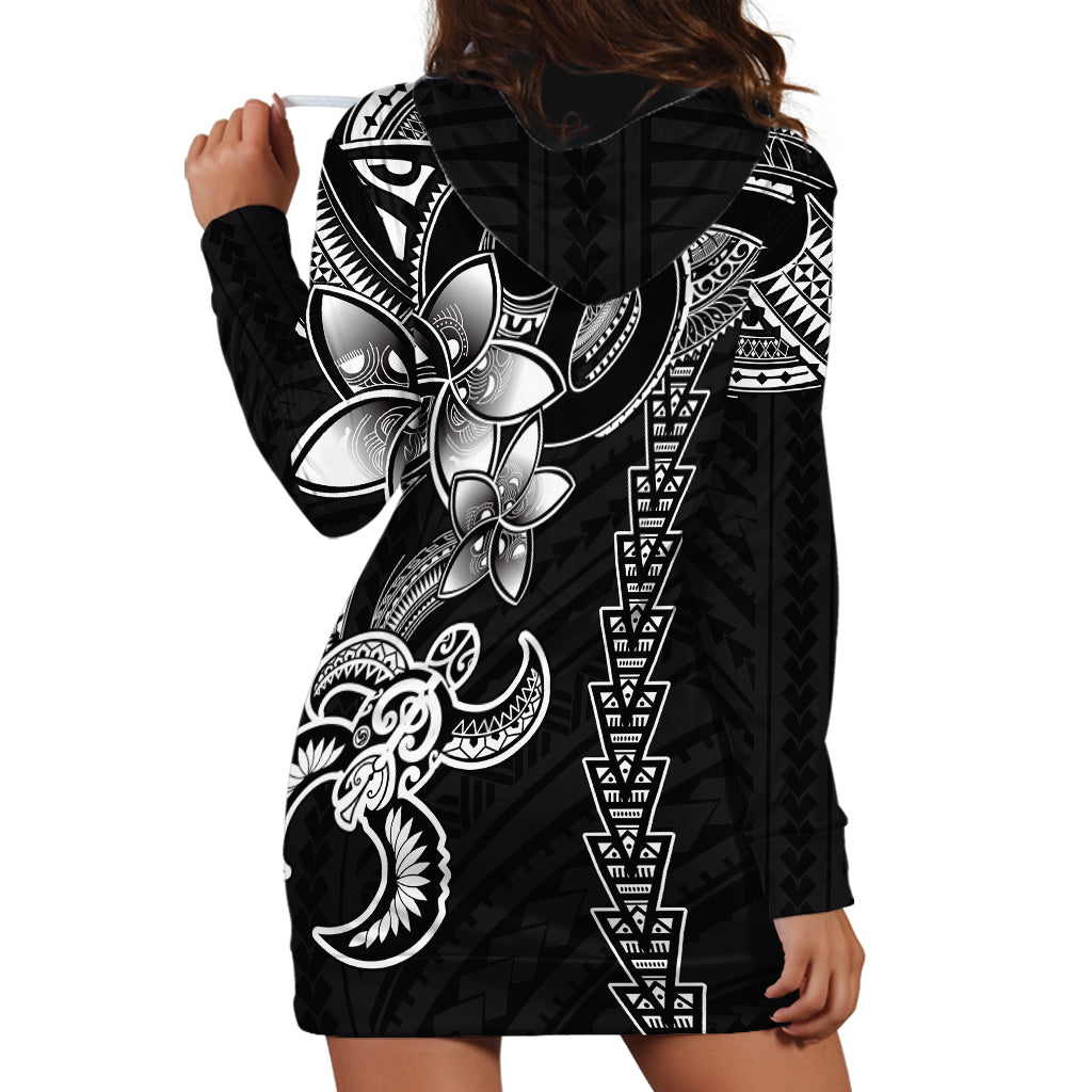 Hawaiian Tribal Hoodie Dress Polynesian Kakau Turtle - White - Wonder Print Shop