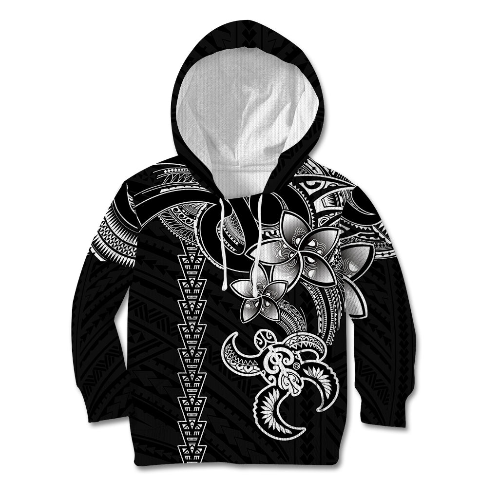 Hawaiian Tribal Kid Hoodie Polynesian Kakau Turtle - White - Wonder Print Shop