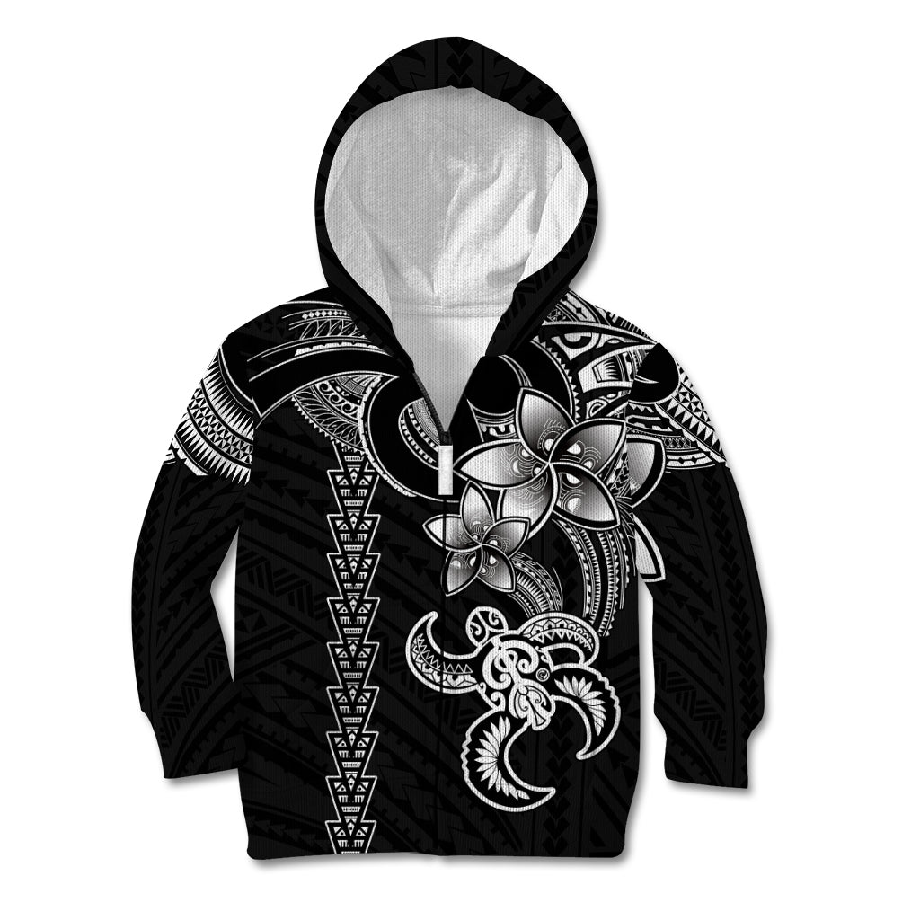 Hawaiian Tribal Kid Hoodie Polynesian Kakau Turtle - White - Wonder Print Shop