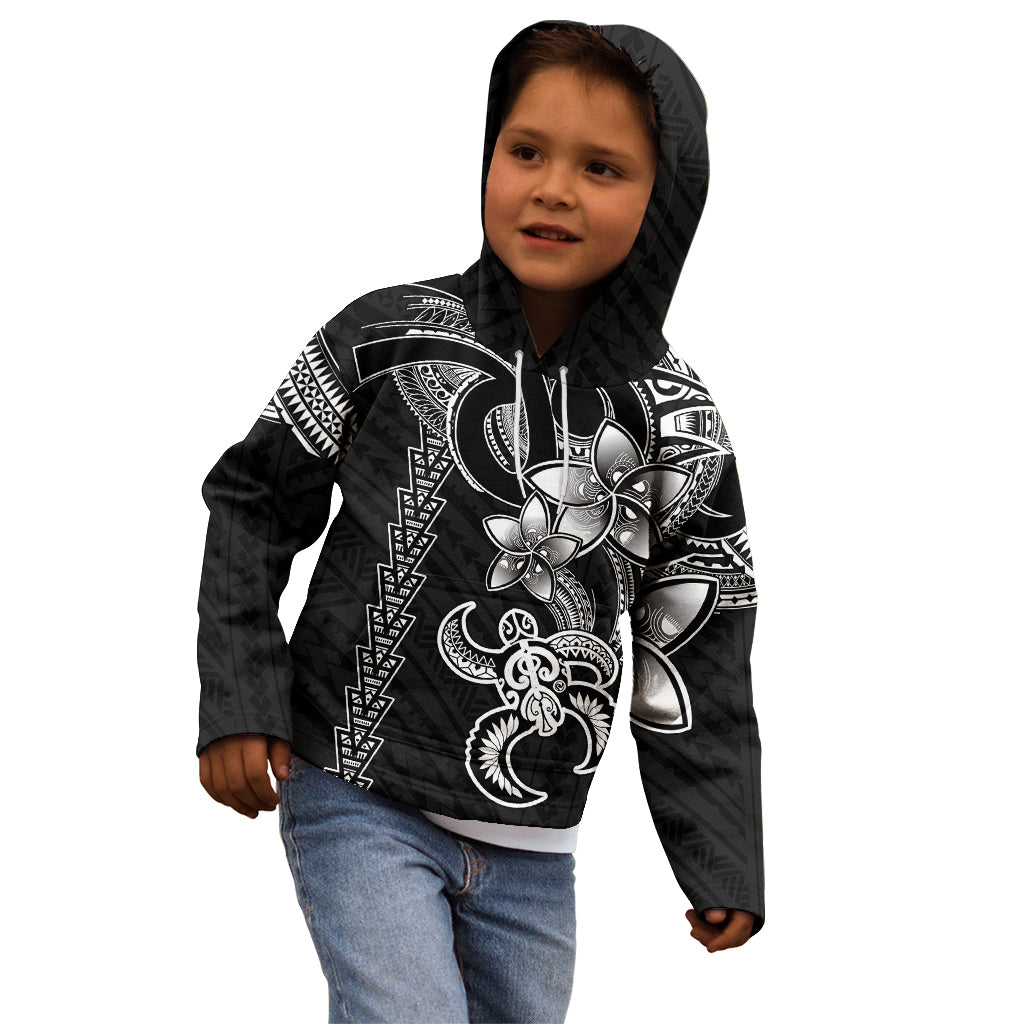 Hawaiian Tribal Kid Hoodie Polynesian Kakau Turtle - White - Wonder Print Shop