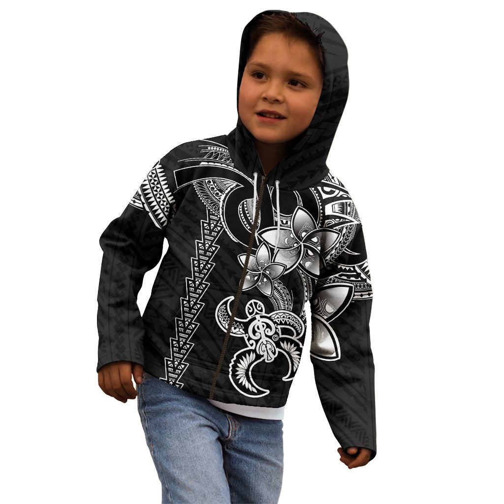 Hawaiian Tribal Kid Hoodie Polynesian Kakau Turtle - White - Wonder Print Shop