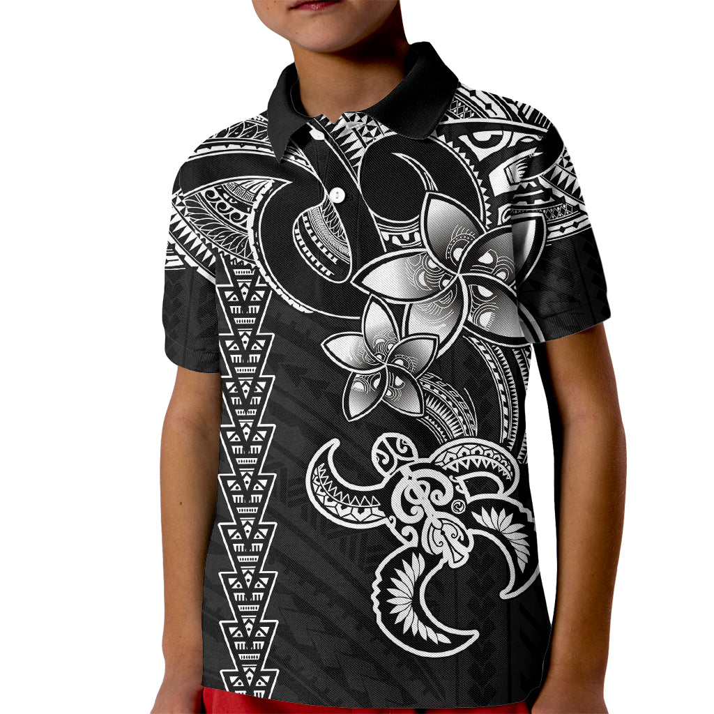 Hawaiian Tribal Kid Polo Shirt Polynesian Kakau Turtle - White - Wonder Print Shop