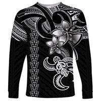 Hawaiian Tribal Long Sleeve Shirt Polynesian Kakau Turtle - White - Wonder Print Shop