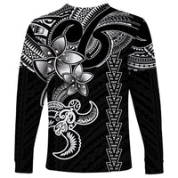 Hawaiian Tribal Long Sleeve Shirt Polynesian Kakau Turtle - White - Wonder Print Shop