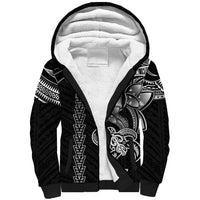 Hawaiian Tribal Sherpa Hoodie Polynesian Kakau Turtle - White - Wonder Print Shop