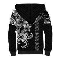 Hawaiian Tribal Sherpa Hoodie Polynesian Kakau Turtle - White - Wonder Print Shop