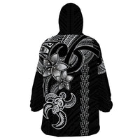 Hawaiian Tribal Wearable Blanket Hoodie Polynesian Kakau Turtle - White - Wonder Print Shop