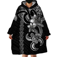 Hawaiian Tribal Wearable Blanket Hoodie Polynesian Kakau Turtle - White - Wonder Print Shop