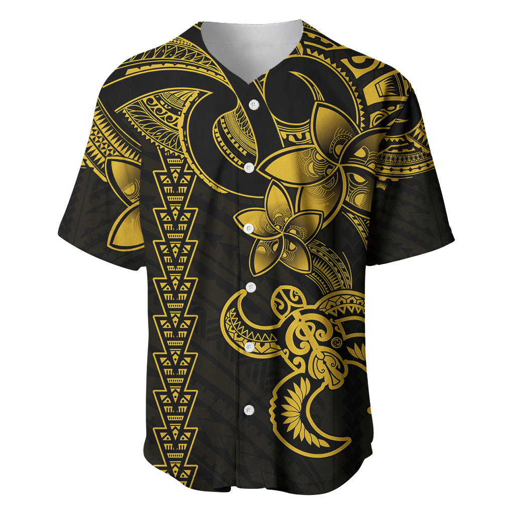 Hawaiian Tribal Baseball Jersey Polynesian Kakau Turtle - Yellow LT9 - Wonder Print Shop