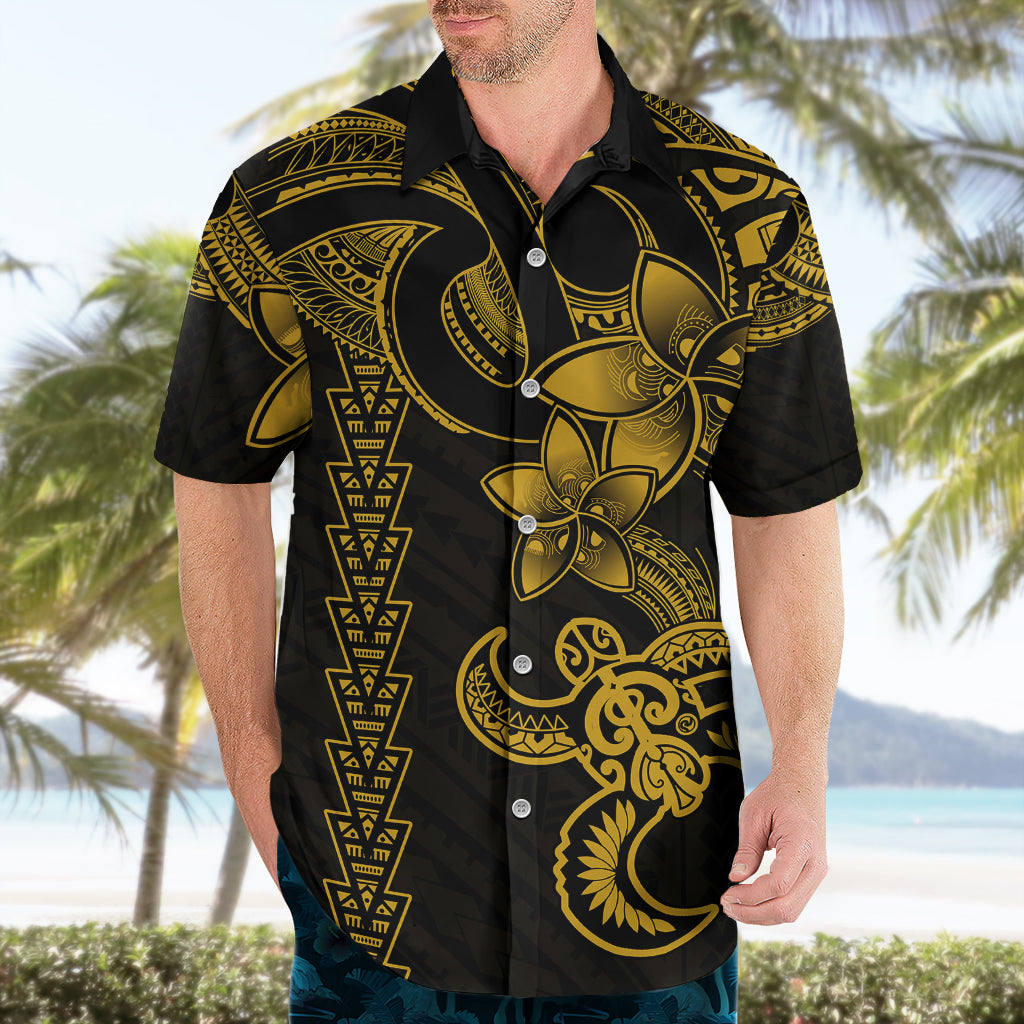 Hawaiian Tribal Hawaiian Shirt Polynesian Kakau Turtle - Yellow - Wonder Print Shop