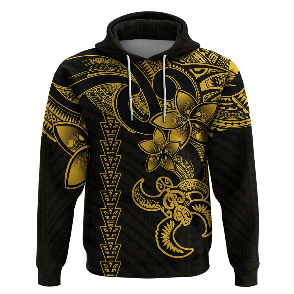 Hawaiian Tribal Hoodie Polynesian Kakau Turtle - Yellow - Wonder Print Shop