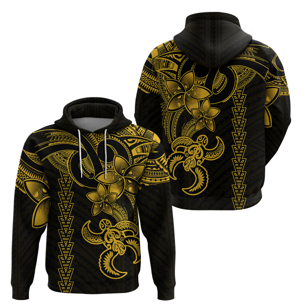 Hawaiian Tribal Hoodie Polynesian Kakau Turtle - Yellow - Wonder Print Shop