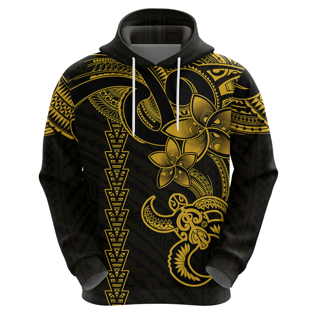Hawaiian Tribal Hoodie Polynesian Kakau Turtle - Yellow - Wonder Print Shop