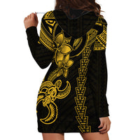 Hawaiian Tribal Hoodie Dress Polynesian Kakau Turtle - Yellow - Wonder Print Shop