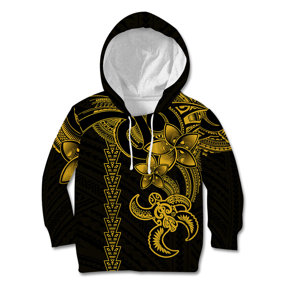 Hawaiian Tribal Kid Hoodie Polynesian Kakau Turtle - Yellow - Wonder Print Shop