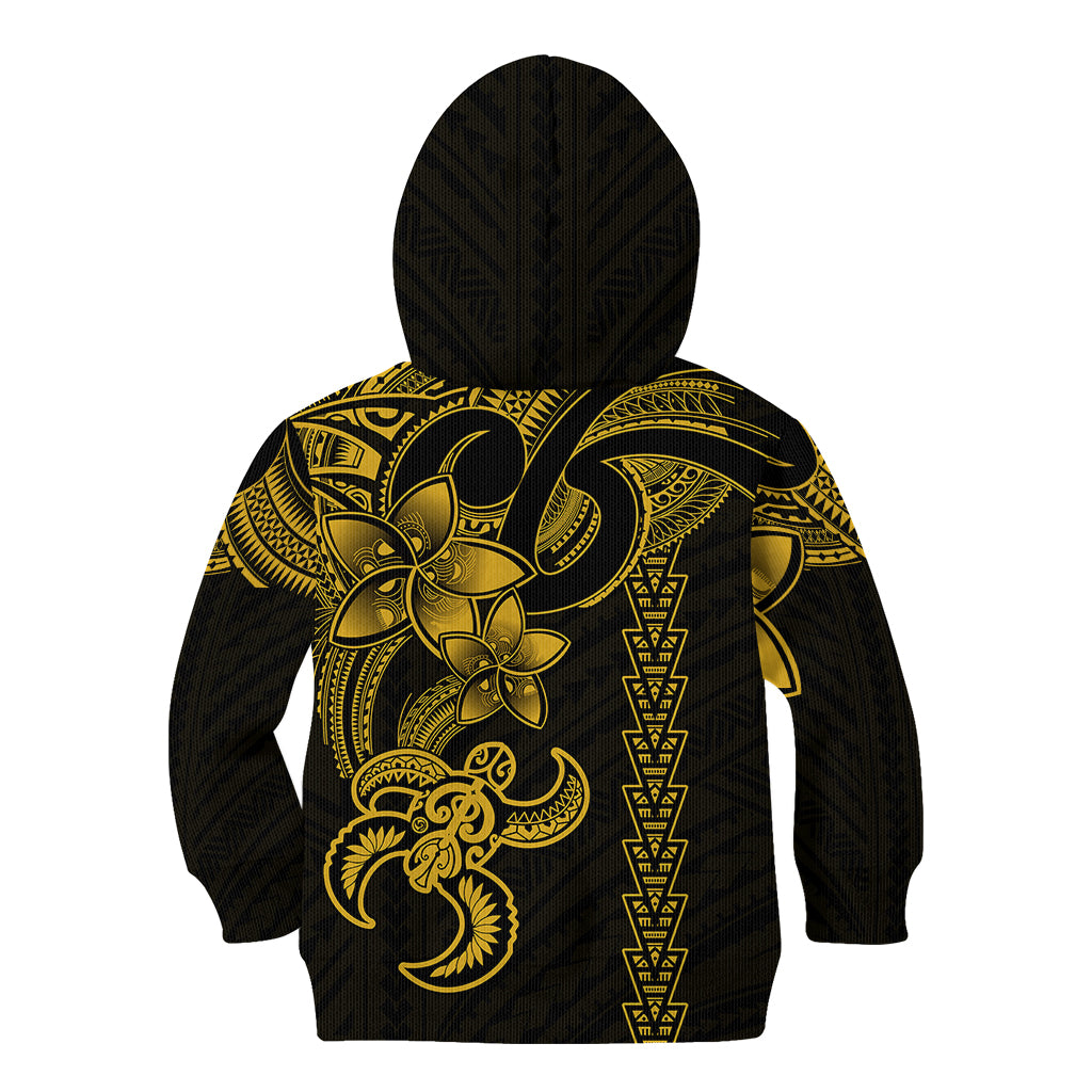 Hawaiian Tribal Kid Hoodie Polynesian Kakau Turtle - Yellow - Wonder Print Shop