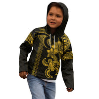 Hawaiian Tribal Kid Hoodie Polynesian Kakau Turtle - Yellow - Wonder Print Shop