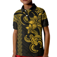 Hawaiian Tribal Kid Polo Shirt Polynesian Kakau Turtle - Yellow - Wonder Print Shop