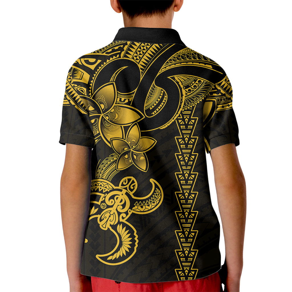 Hawaiian Tribal Kid Polo Shirt Polynesian Kakau Turtle - Yellow - Wonder Print Shop