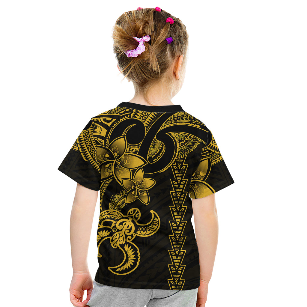 Hawaiian Tribal Kid T Shirt Polynesian Kakau Turtle - Yellow - Wonder Print Shop
