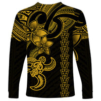 Hawaiian Tribal Long Sleeve Shirt Polynesian Kakau Turtle - Yellow - Wonder Print Shop
