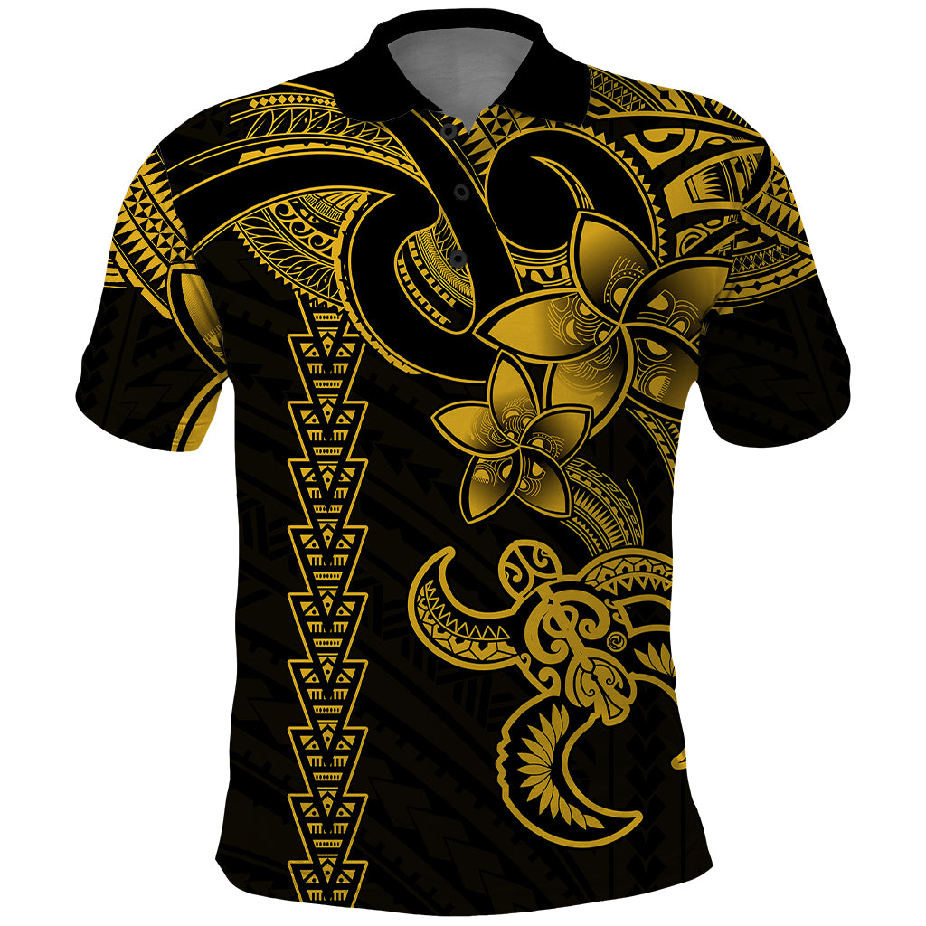 Hawaiian Tribal Polo Shirt Polynesian Kakau Turtle - Yellow - Wonder Print Shop