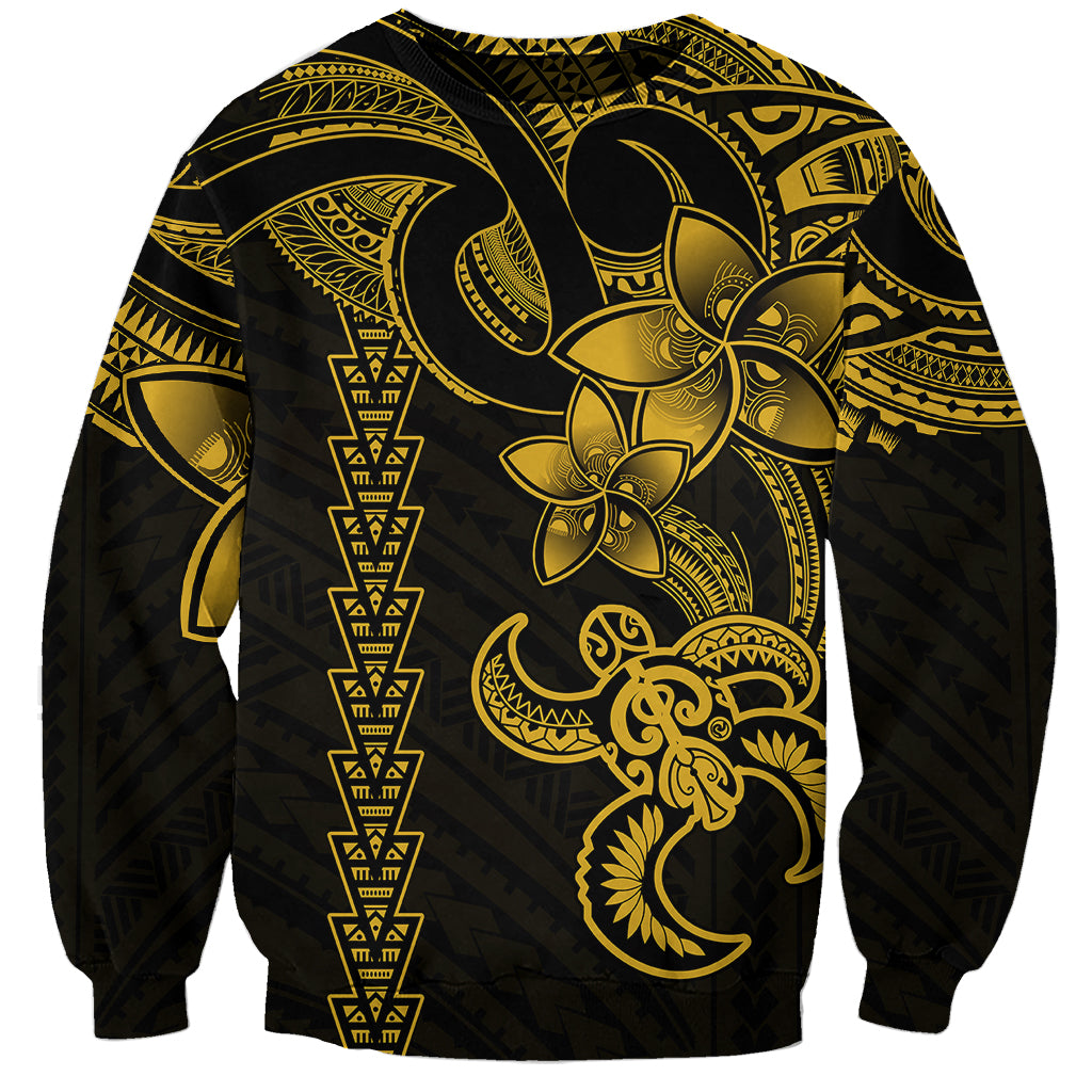 Hawaiian Tribal Sweatshirt Polynesian Kakau Turtle - Yellow - Wonder Print Shop