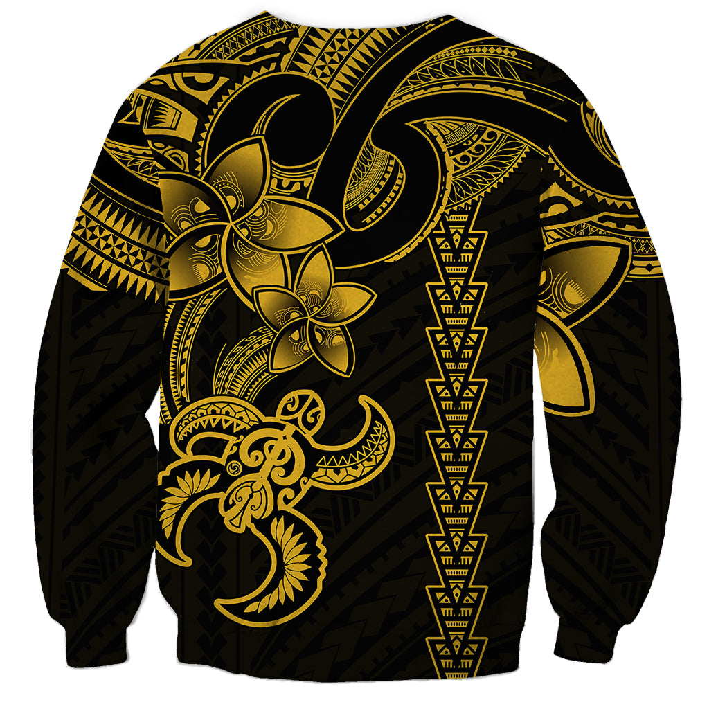 Hawaiian Tribal Sweatshirt Polynesian Kakau Turtle - Yellow - Wonder Print Shop