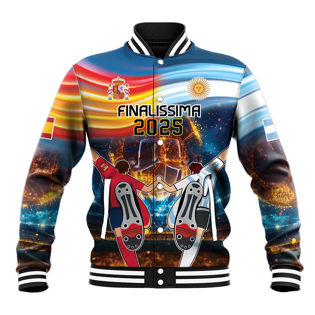 Custom Spain and Argentina Football Baseball Jacket Finalissima Make History Together LT9 - Wonder Print Shop
