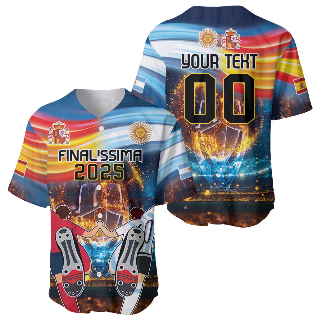 Custom Spain and Argentina Football Baseball Jersey Finalissima Make History Together LT9 - Wonder Print Shop