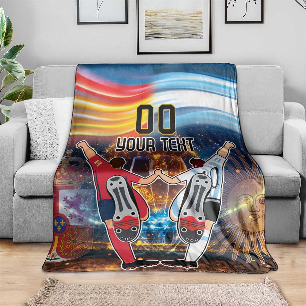 Custom Spain and Argentina Football Blanket Finalissima Make History Together
