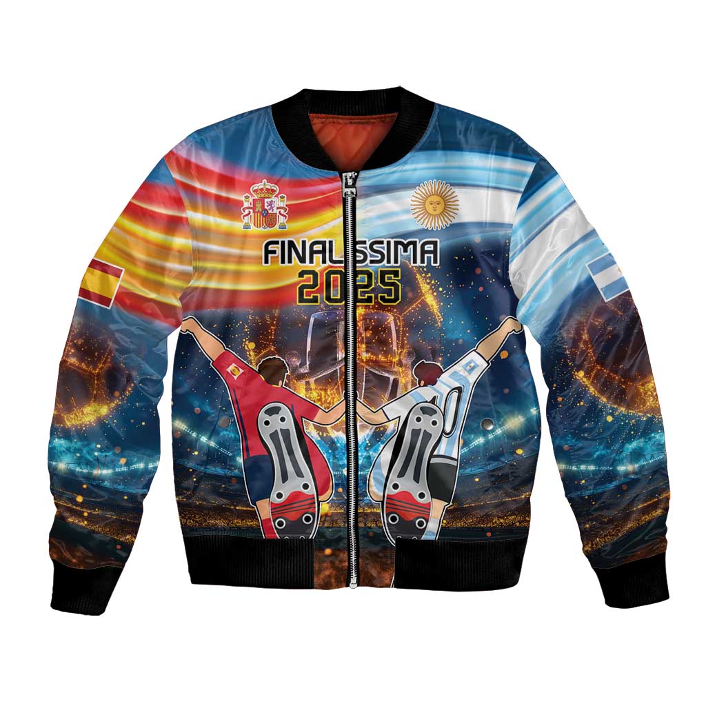 Custom Spain and Argentina Football Bomber Jacket Finalissima Make History Together LT9 - Wonder Print Shop