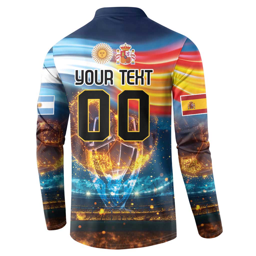 Custom Spain and Argentina Football Button Sweatshirt Finalissima Make History Together LT9 - Wonder Print Shop