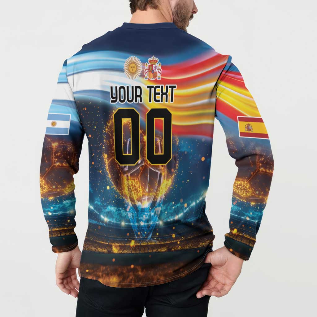 Custom Spain and Argentina Football Button Sweatshirt Finalissima Make History Together LT9 - Wonder Print Shop