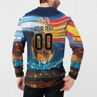 Custom Spain and Argentina Football Button Sweatshirt Finalissima Make History Together LT9 - Wonder Print Shop