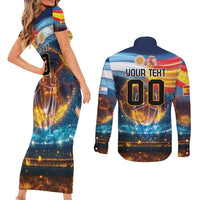 Custom Spain and Argentina Football Couples Matching Short Sleeve Bodycon Dress and Long Sleeve Button Shirt Finalissima Make History Together LT9 - Wonder Print Shop