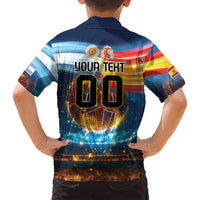 Custom Spain and Argentina Football Family Matching Long Sleeve Bodycon Dress and Hawaiian Shirt Finalissima Make History Together LT9 - Wonder Print Shop