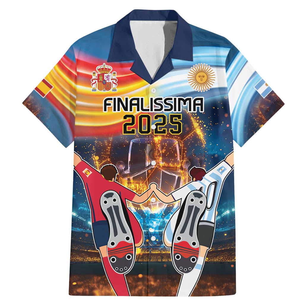 Custom Spain and Argentina Football Family Matching Mermaid Dress and Hawaiian Shirt Finalissima Make History Together LT9 - Wonder Print Shop