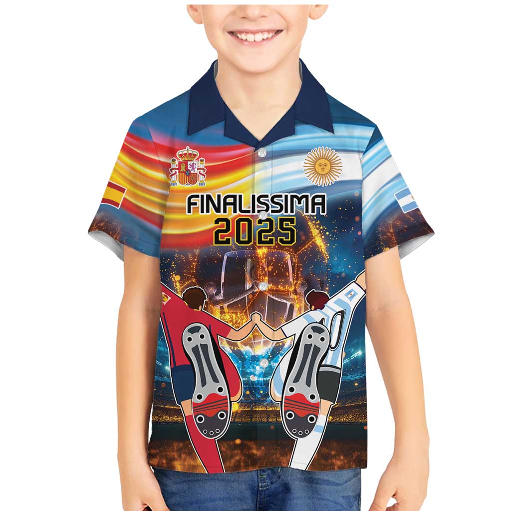 Custom Spain and Argentina Football Family Matching Mermaid Dress and Hawaiian Shirt Finalissima Make History Together LT9 - Wonder Print Shop