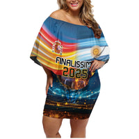 Custom Spain and Argentina Football Family Matching Off Shoulder Short Dress and Hawaiian Shirt Finalissima Make History Together LT9 - Wonder Print Shop